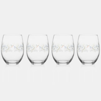 Luxe Spring Wildflower Bird Roos Garden Naadloos Wijnglas Zonder Voet