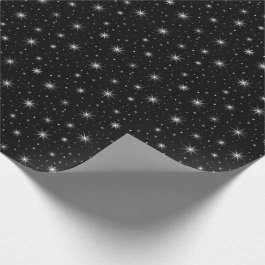 Luxe Starlight Zwart-wit Kerstmis Cadeaupapier (Hoek)