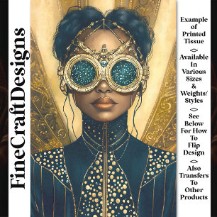 Luxe Steampunk Futuristische Vrouw Y6 Decoupage Tissuepapier