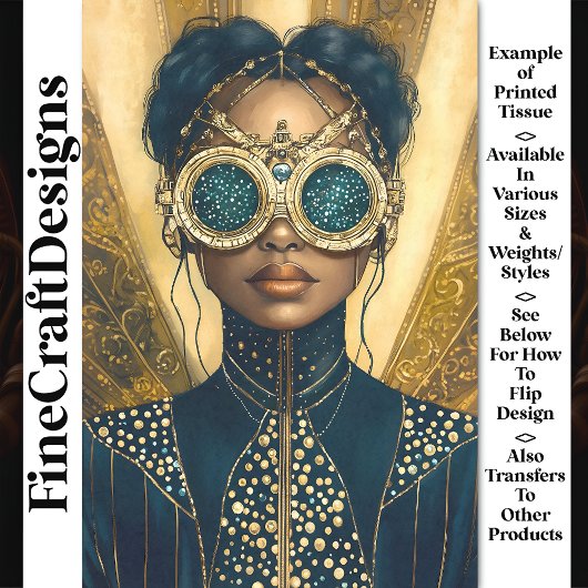 Luxe Steampunk Futuristische Vrouw Y6 Decoupage Tissuepapier