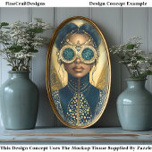 Luxe Steampunk Futuristische Vrouw Y6 Decoupage Tissuepapier