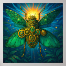 Luxe Steampunk Kunst: Vergulde Smaragd Insect