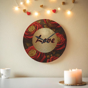 Luxe Steampunk Rozen Romantische Gouden Tandwielen Grote Klok