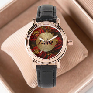 Luxe Steampunk Rozen Romantische Gouden Tandwielen Horloge