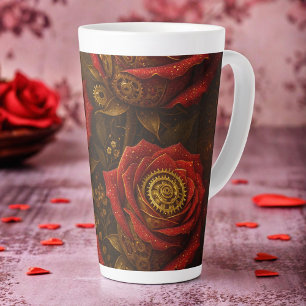 Luxe Steampunk Rozen Romantische Gouden Tandwielen Latte Mok
