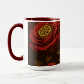 Luxe Steampunk Rozen Romantische Gouden Tandwielen Mok (Links)