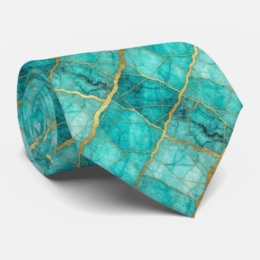 Luxe Stenen Das | Turquoise, Teal & Goud Marmer (Opgerold)
