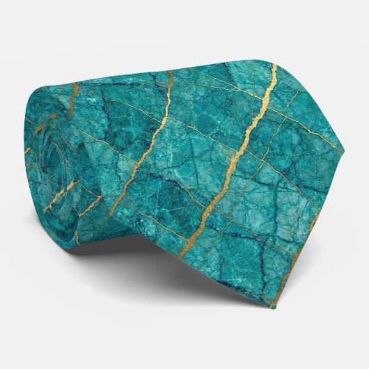 Luxe Stenen Das | Turquoise, Teal & Goud Marmer (Opgerold)