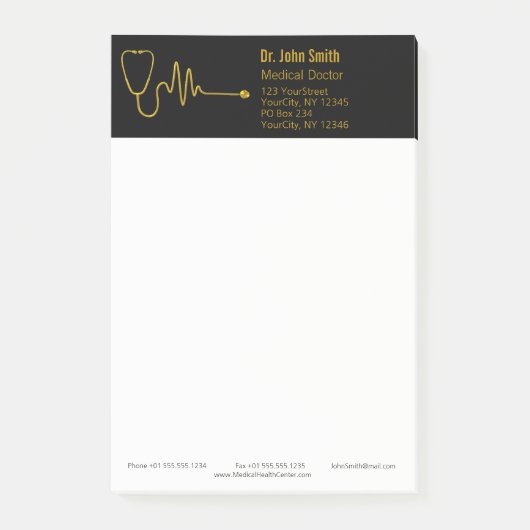 Luxe Stethoscoop Goud ECG Golf EKG Lijn Medisch Post-it® Notes (Voorkant)