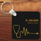 Luxe stethoscoop goud ECG golf EKG lijn medisch Sleutelhanger (Voorkant)