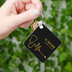 Luxe stethoscoop goud ECG golf EKG lijn medisch Sleutelhanger