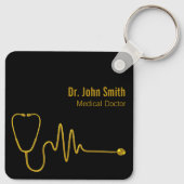 Luxe stethoscoop goud ECG golf EKG lijn medisch Sleutelhanger (Achterkant)