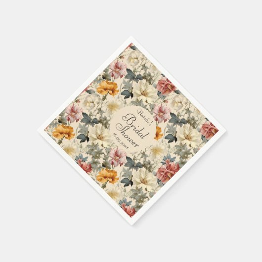 Luxe  stijl aquarel bloemenbruids servet (Hoek)