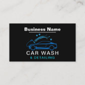 Luxe stijl Car Wash & Detailing Blauw Modern Visitekaartje (Voorkant)