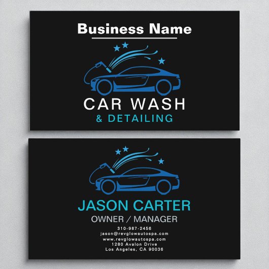 Luxe stijl Car Wash & Detailing Blauw Modern Visitekaartje