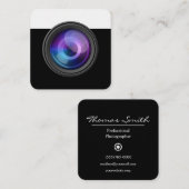 Luxe stijlfotograaf camera lens vierkante visitekaartje (Voorkant / Achterkant)