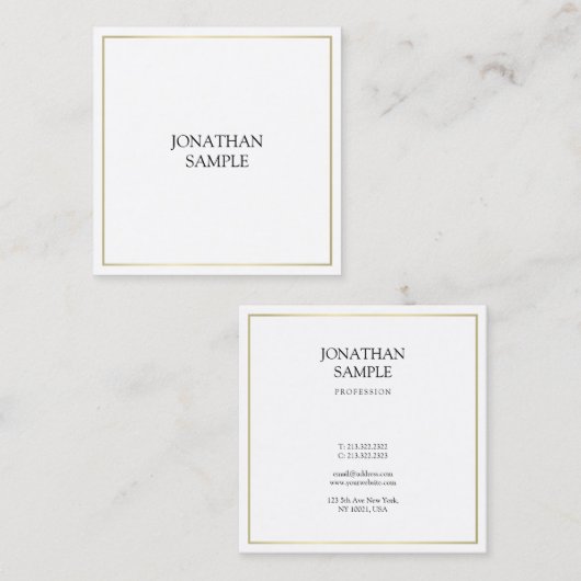 Luxe, stijlvol elite design, rendy Gold Plain Mode Vierkante Visitekaartje (Voorkant / Achterkant)