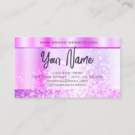 Luxe stijlvol levendig meisje roze chique ombre Li Visitekaartje (Achterkant)