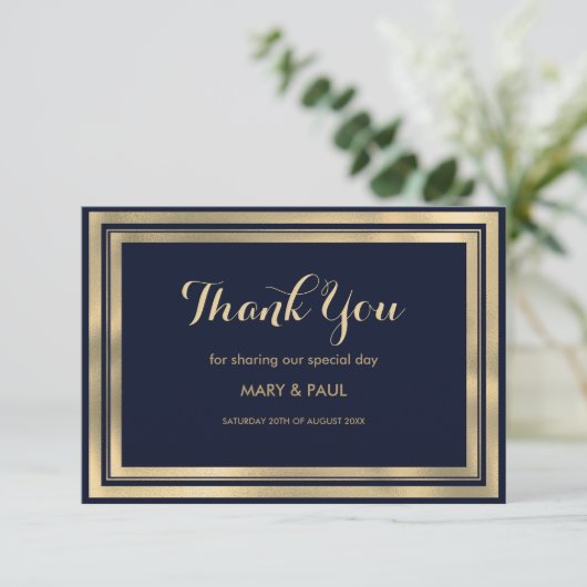Luxe stijlvol modern marineblauw goud Bedankt