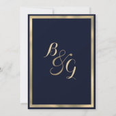 Luxe stijlvol modern marineblauw goud Bruiloft Kaart (Achterkant)