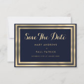 Luxe stijlvol modern marineblauw goud Save The Dat Save The Date (Voorkant)