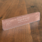 Luxe Stijlvol Script Bronzen Zakelijk Logo Naambordje (Zijkant)