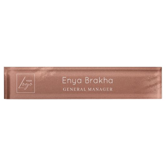 Luxe Stijlvol Script Bronzen Zakelijk Logo Naambordje (Voorkant)