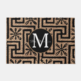 Luxe, stijlvolle bruine en zwarte monogram burlap deurmat