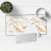 Luxe Stijlvolle Gouden Folie Marmeren Monogram Bureaumat