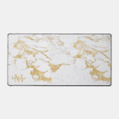 Luxe Stijlvolle Gouden Folie Marmeren Monogram Bureaumat (Voorkant)
