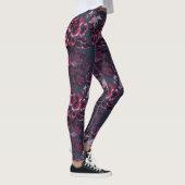 Luxe, stijlvolle marine Blue Burgundy Floral Patte Leggings (Rechts)