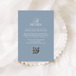 Luxe Stofblauw | QR-code Huwelijksgastdetails Informatiekaartje