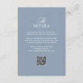 Luxe Stofblauw | QR-code Huwelijksgastdetails Informatiekaartje (Voorkant)