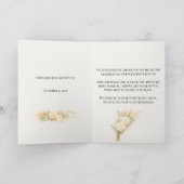 Luxe Stofblauwe Bloemige Bruiloft Bedankkaart (Binnen)