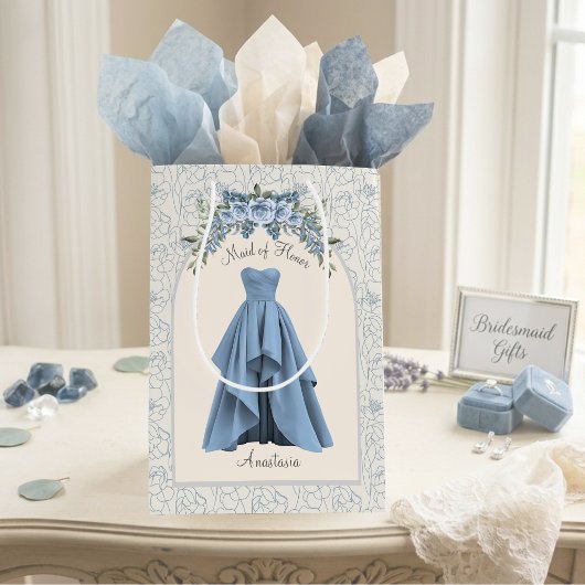 Luxe Stofblauwe Eredame Persoonlijk Medium Cadeauzakje