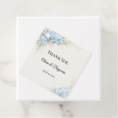 Luxe Stofblauwe Hortensia Bruiloft Bedankjes Labels (In situ)