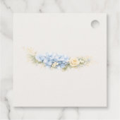 Luxe Stofblauwe Hortensia Bruiloft Bedankjes Labels (Achterkant)