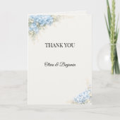 Luxe Stofblauwe Hortensia Bruiloft Bedankkaart (Voorkant)