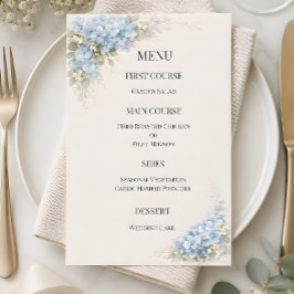 Luxe Stofblauwe Hortensia Bruiloft Menu
