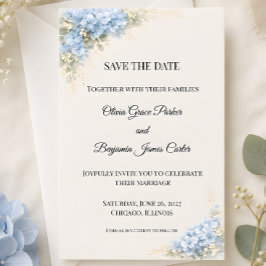 Luxe Stofblauwe Hortensia Save The Date