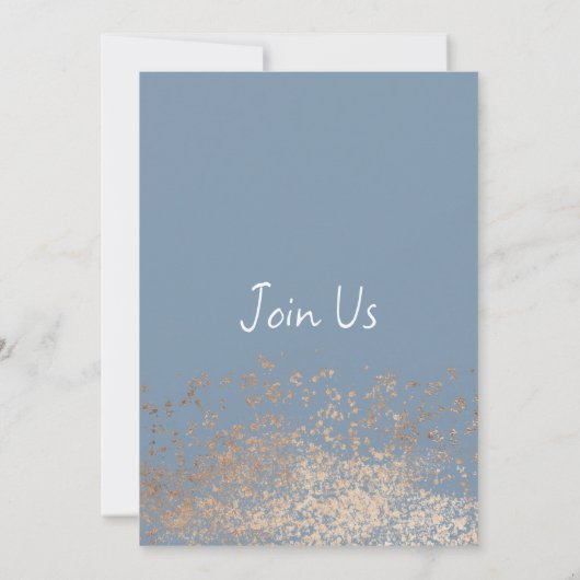 Luxe stoffige blauw roos gouden confetti bruiloft kaart (Achterkant)