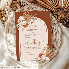 Luxe stoffige Sinaasappel Pampas Grass Boho Weddin Kaart