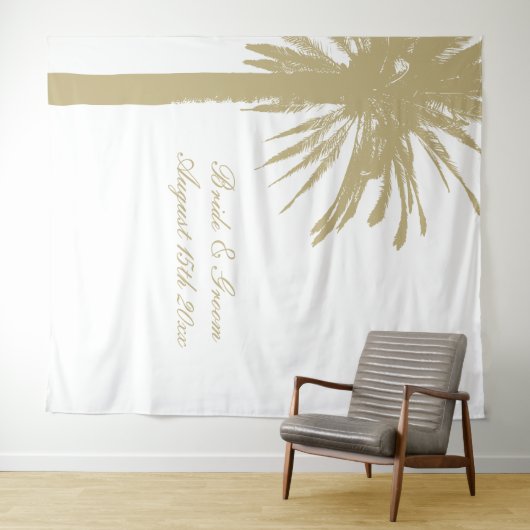 Luxe strand bruiloft partij palm foto achtergrond wandkleed (In Situ (horizontaal))