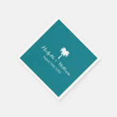 Luxe strand bruiloft servetten met palmboom logo (Hoek)