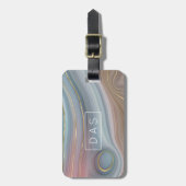 Luxe Strata | Monogram leisteen blauw aupe roze Ag Bagagelabel (Voorkant verticaal)