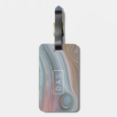 Luxe Strata | Monogram leisteen blauw aupe roze Ag Bagagelabel (Achterkant verticaal)