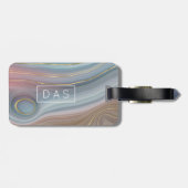 Luxe Strata | Monogram leisteen blauw aupe roze Ag Bagagelabel (Achterkant horizontaal)