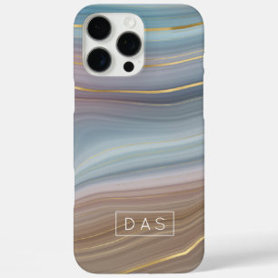 Luxe Strata   Monogram leisteen blauw aupe roze Ag iPhone 16 Pro Max Hoesje