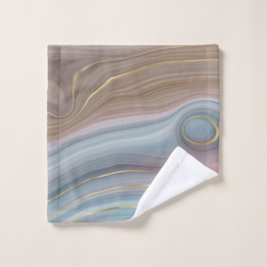 Luxe Strata | Stustblauw Taupe roze Agate Bad Handdoek (Wasdoekje)