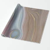 Luxe Strata | Stustblauw Taupe roze Agate Cadeaupapier (Uitgerold)